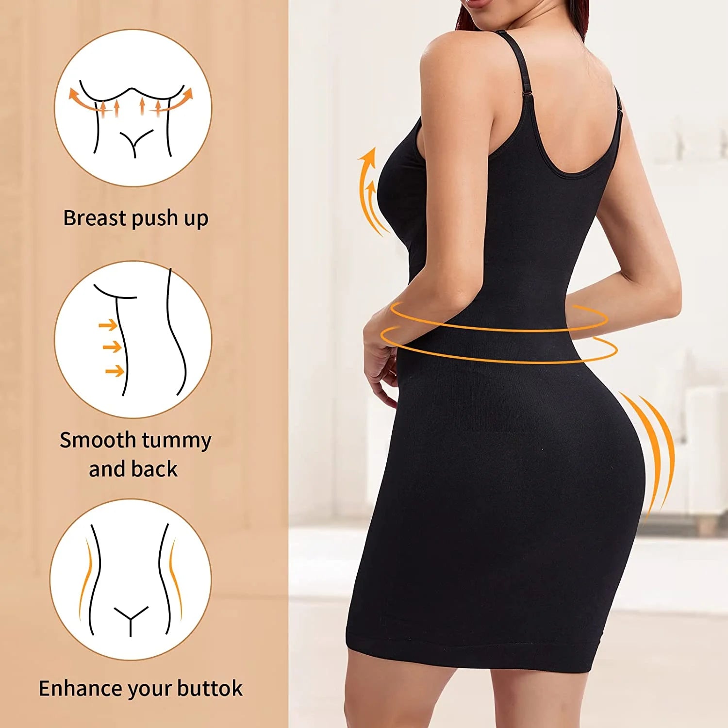Women'S Shapewear Slips for under Dresses Tummy Control Seamless Full Silps Spaghetti Strap